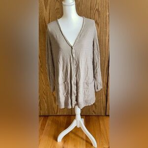 Torrid Taupe “Boyfriend” Tunic Length Button-Up Cardigan